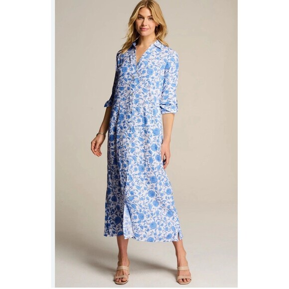 J. Jill Dresses & Skirts - J. Jill A-line linen-blend maxi dress Floral 3XL Party Vacation Clean girl